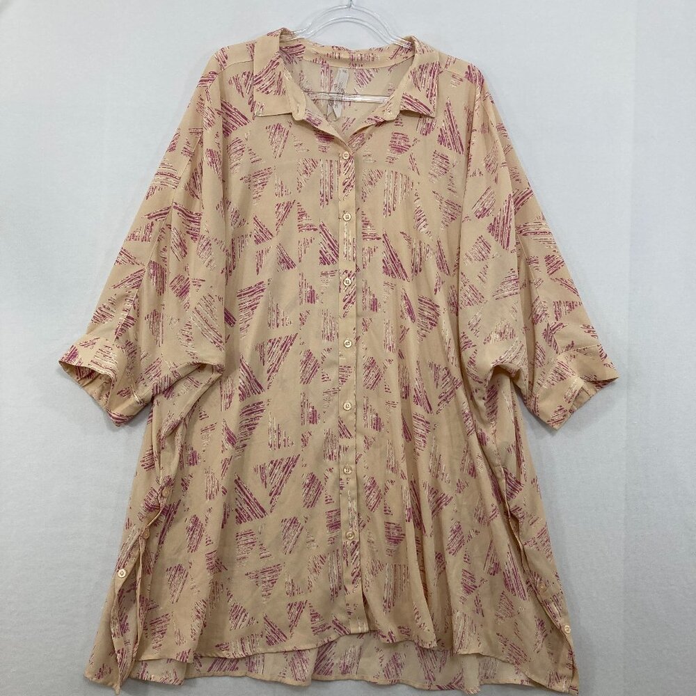 Melissa McCarthy Seven7 Beige and Red Tunic